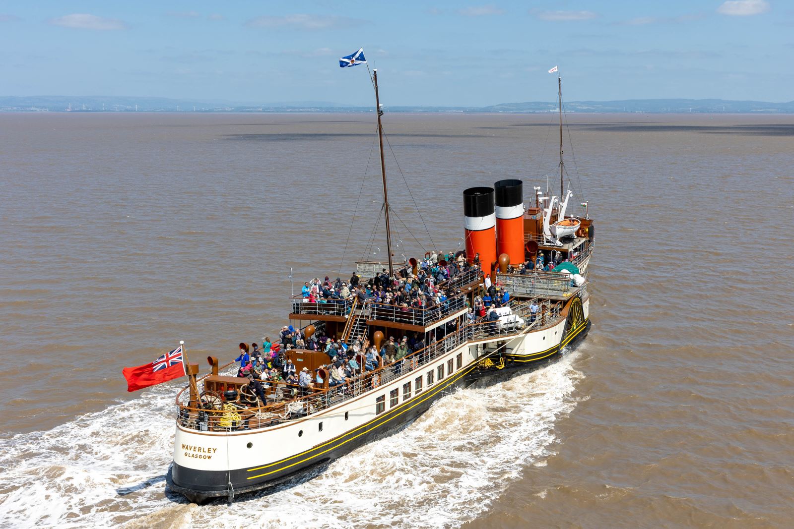 The Waverely paddle steamer out at sea in the Bristol Channel